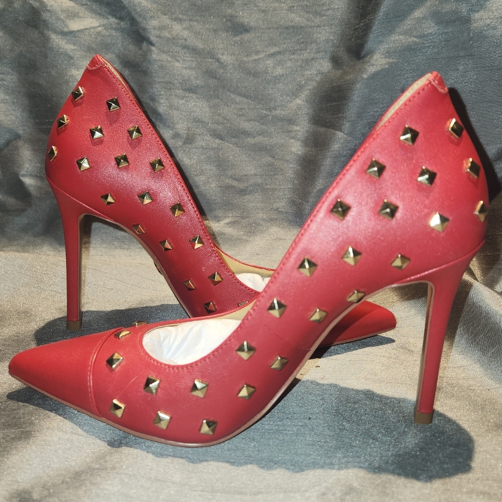 Michael Kors • Keke Toe Tap Cap • Studs Shoes in Crimson Red • Size 6